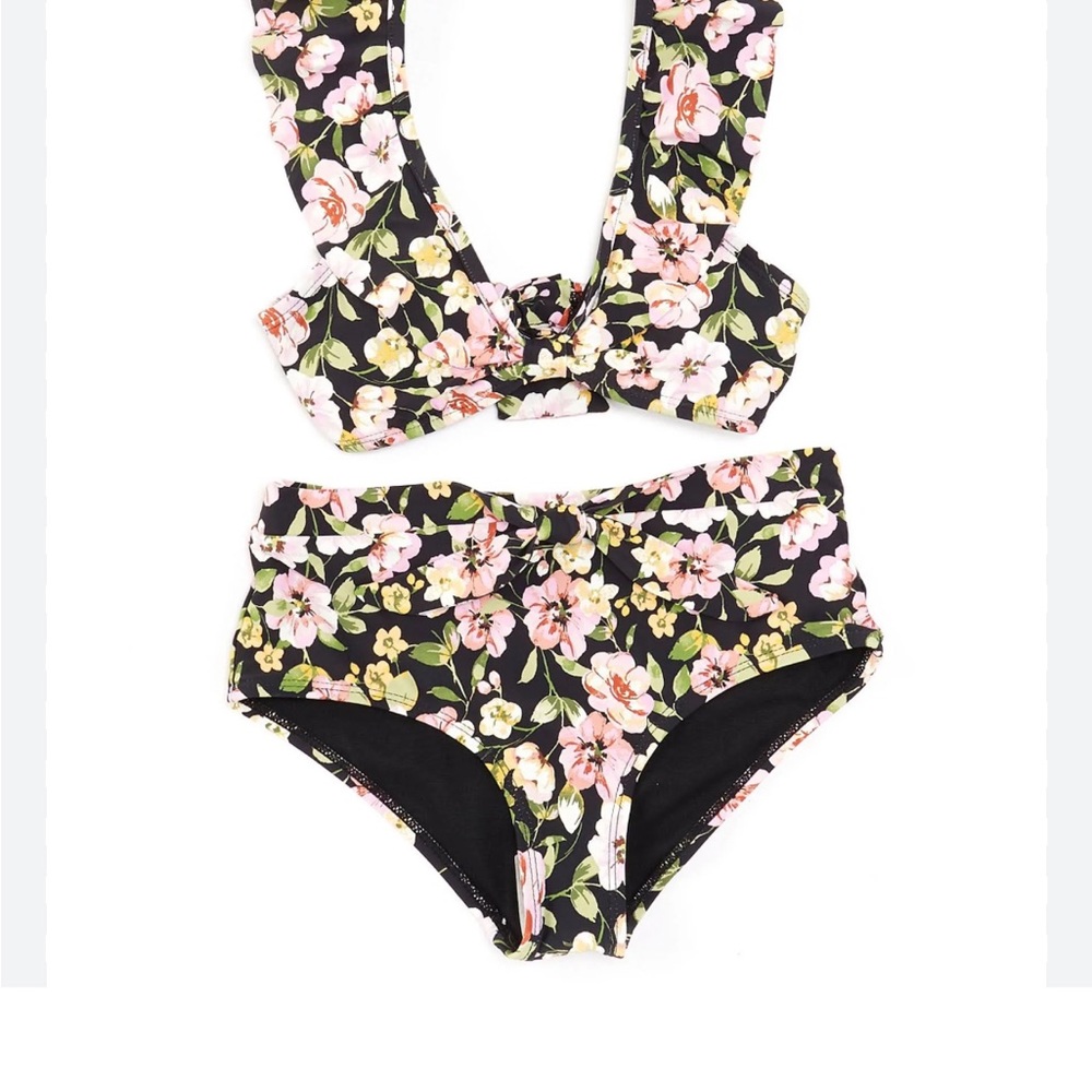 Limited time sale!!!Giani Bernini Floral Kids Swim Set - Black and Pink